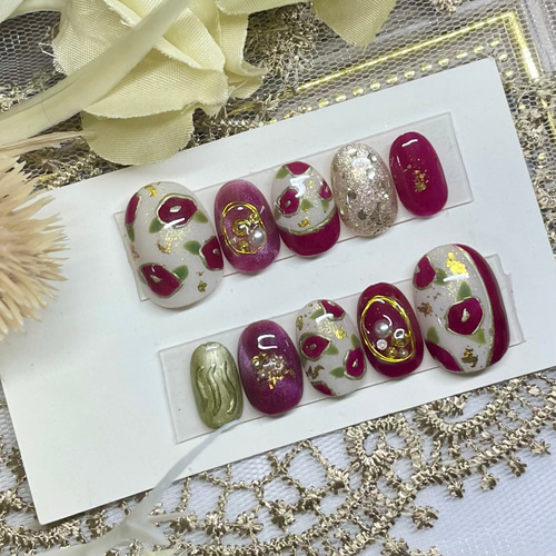 サイズオーダー♡ 和風椿ネイルチップ size order nailtip ネイル  