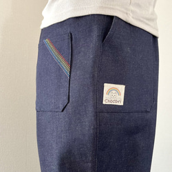 ☆セミオーダー　虹色刺繍のデニムパンツ　インディゴ 3枚目の画像