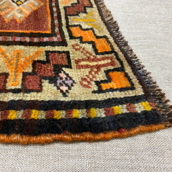 手織りトルコ絨毯 71x48cm ヴィンテージラグ 4枚目の画像