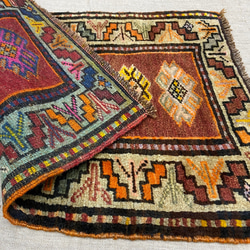 手織りトルコ絨毯 71x48cm ヴィンテージラグ 5枚目の画像