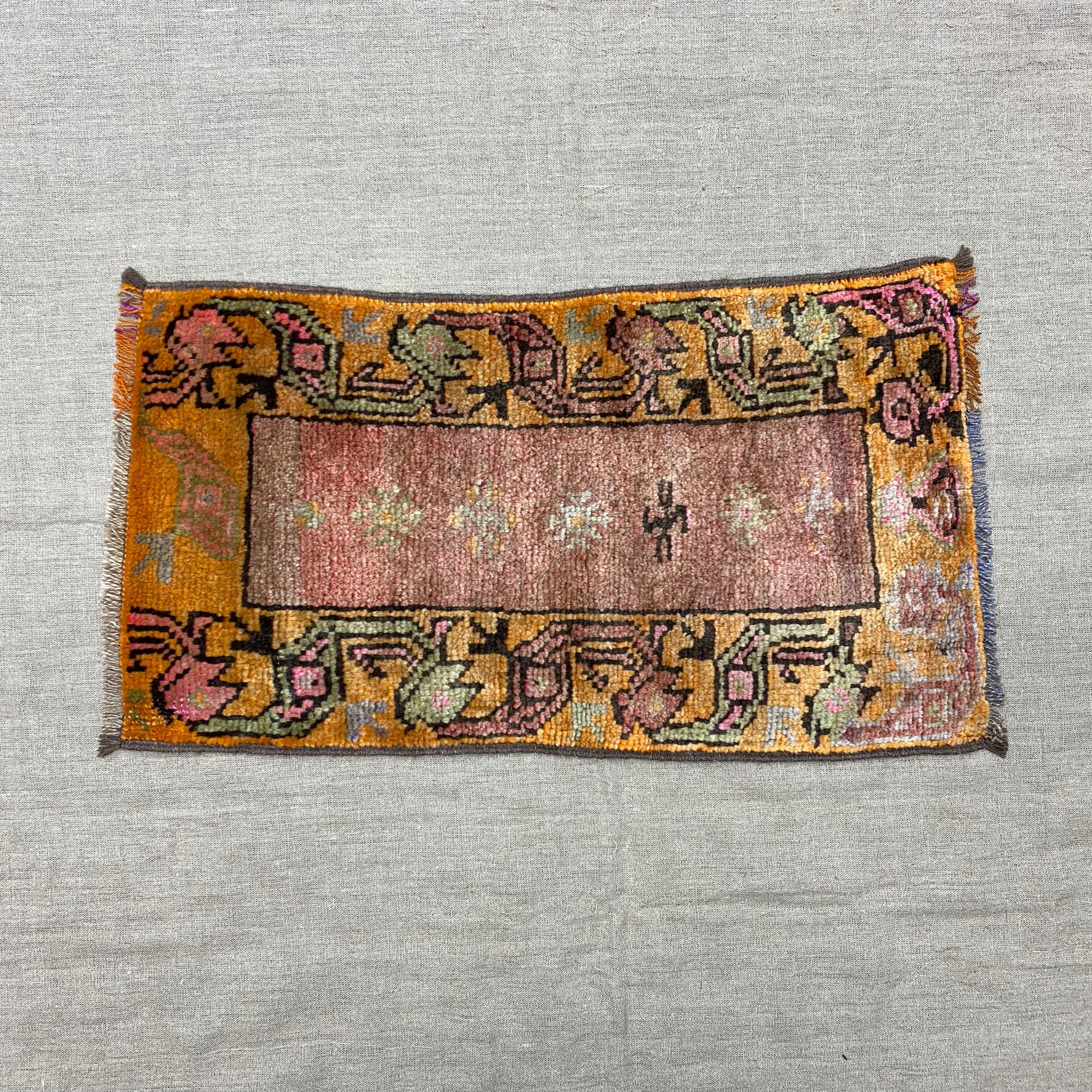 手織りトルコ絨毯 72x41cm ヴィンテージラグ 11,520円