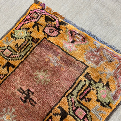 手織りトルコ絨毯 72x41cm ヴィンテージラグ 4枚目の画像