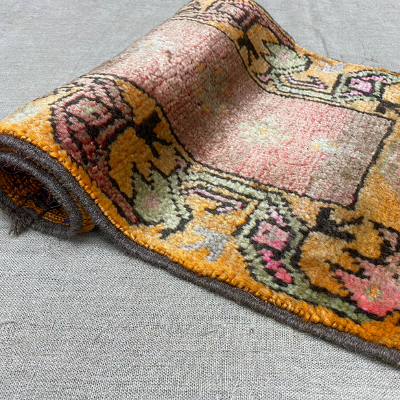 手織りトルコ絨毯 72x41cm ヴィンテージラグ 9枚目の画像