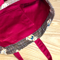 テディベア　トートバッグと巾着ポーチ　セット　赤　弁当袋 3枚目の画像