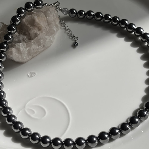 AAAテラヘルツ♡クラック水晶グレー♡ネックレス♡45㎝♡肩凝り首凝り  