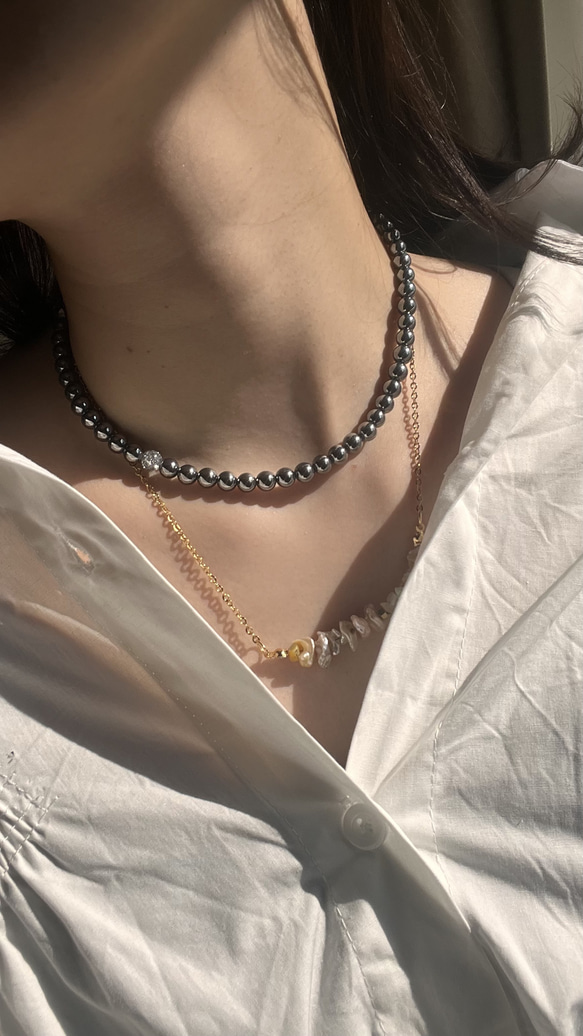 AAAテラヘルツ♡クラック水晶グレー♡ネックレス♡45㎝♡肩凝り首凝り  