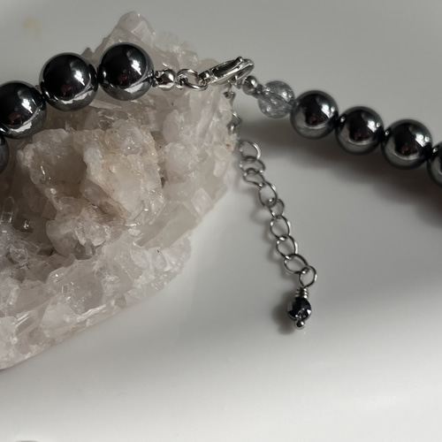 AAAテラヘルツ♡クラック水晶グレー♡ネックレス♡45㎝♡肩凝り首凝り  