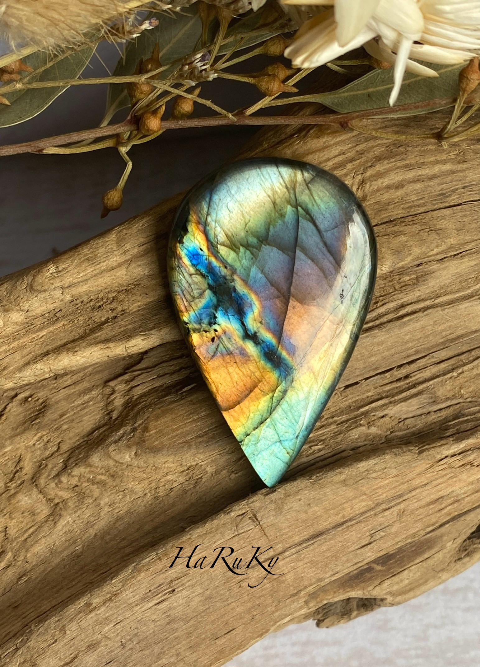 グリーン＋マルチカラー♢ハイグレード ラブラドライト ルース 69 天然石 天然色