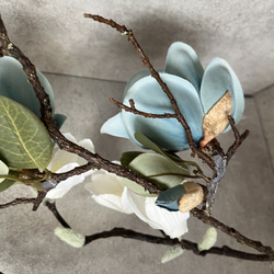 ３本セット　造花　木蓮　マグノリア　くすみブルー　アーティフィシャルフラワー 11枚目の画像