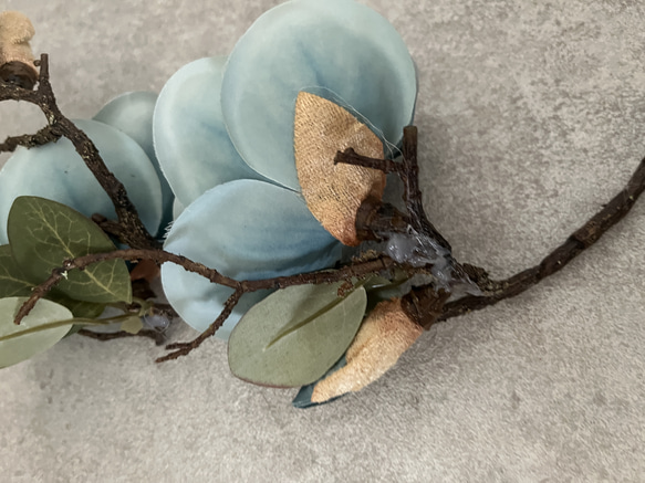 ３本セット　造花　木蓮　マグノリア　くすみブルー　アーティフィシャルフラワー 10枚目の画像