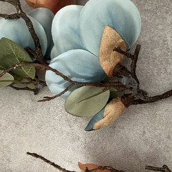 ３本セット　造花　木蓮　マグノリア　くすみブルー　アーティフィシャルフラワー 5枚目の画像