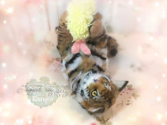 トイガー　キャット　虎　猫　ねこじゃらし　えび天　羊毛フェルト　アートドール 10枚目の画像