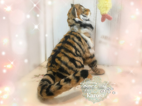 トイガー　キャット　虎　猫　ねこじゃらし　えび天　羊毛フェルト　アートドール 7枚目の画像