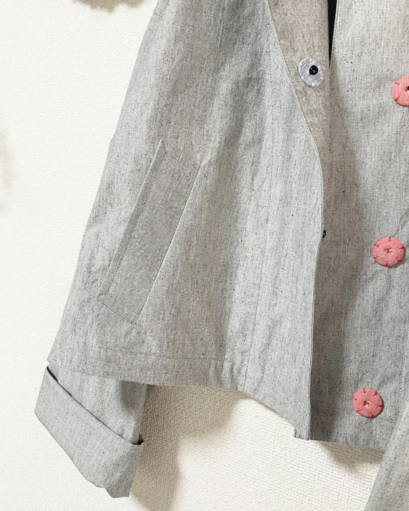 期間限定SALE！（Hjärta） バフクロス　HAORI  short  grey  遠州織物 3枚目の画像