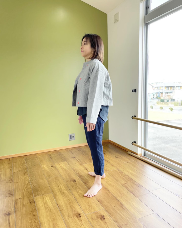 期間限定SALE！（Hjärta） バフクロス　HAORI  short  grey  遠州織物 11枚目の画像