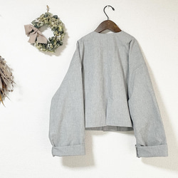 期間限定SALE！（Hjärta） バフクロス　HAORI  short  grey  遠州織物 5枚目の画像