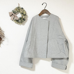 期間限定SALE！（Hjärta） バフクロス　HAORI  short  grey  遠州織物 4枚目の画像