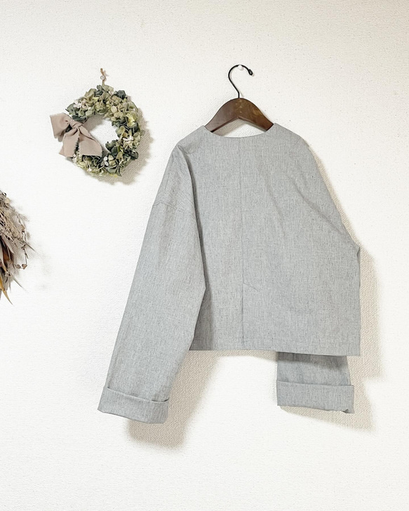 期間限定SALE！（Hjärta） バフクロス　HAORI  short  grey  遠州織物 6枚目の画像