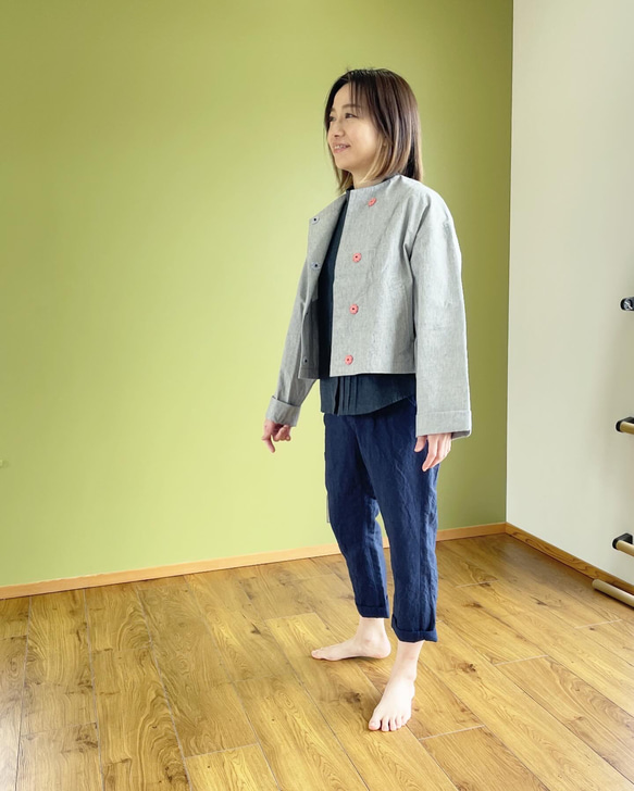 期間限定SALE！（Hjärta） バフクロス　HAORI  short  grey  遠州織物 8枚目の画像