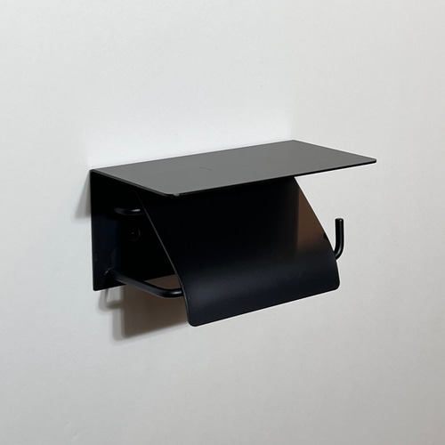 アイアントイレレットペーパーホルダー 天板付き 送料無料 マット