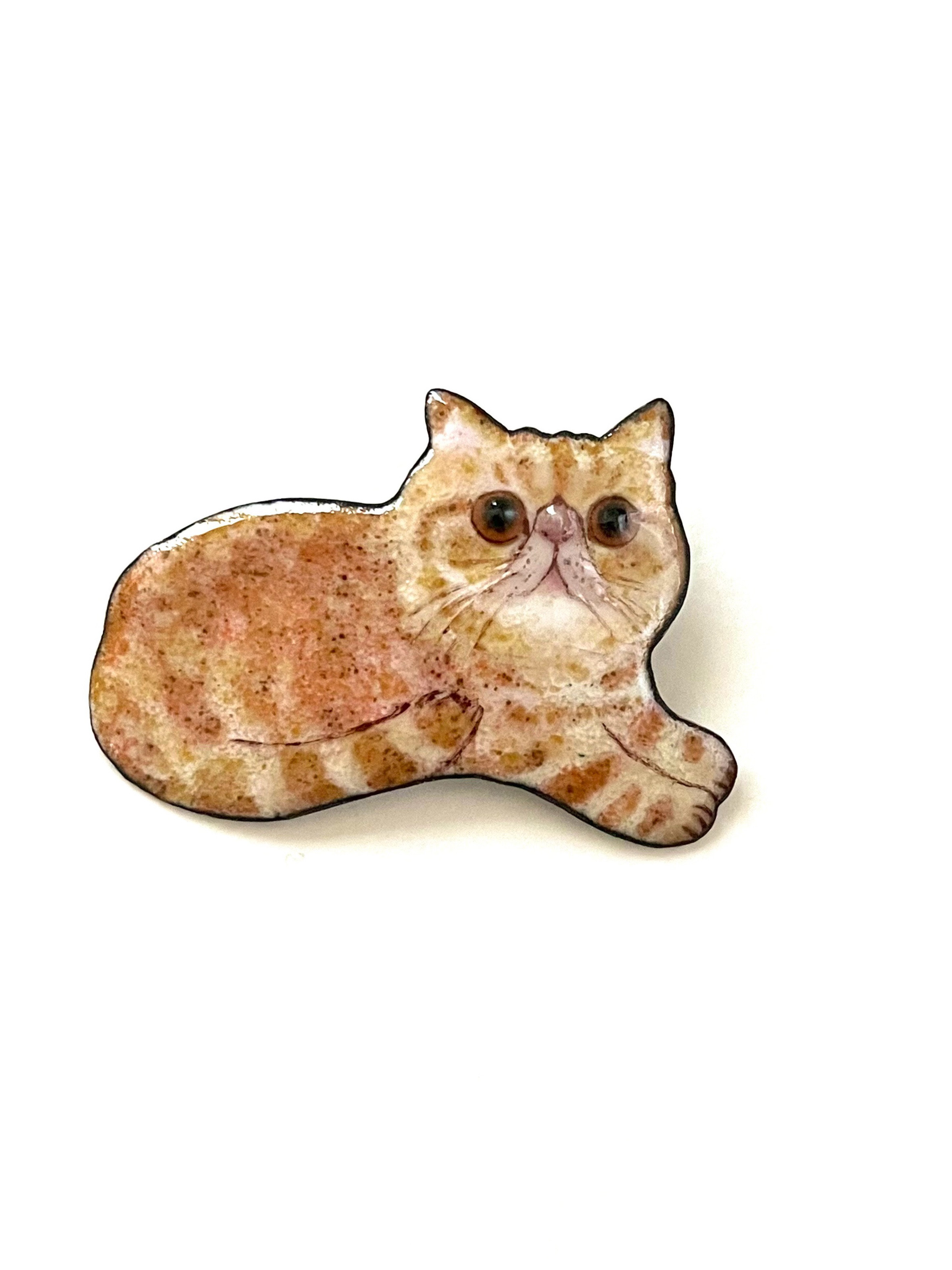 七宝焼　しっぽう焼き　エキゾチックショートヘア猫さんのブローチ
