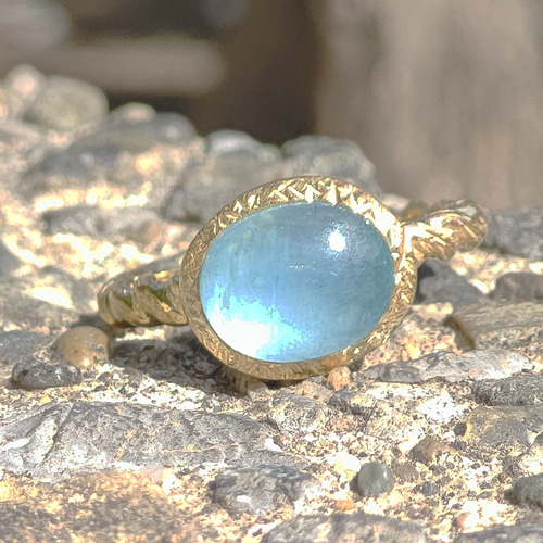 アクアマリン OVカボション 2.76ct ぽっちゃり石座 シルバーSV925 