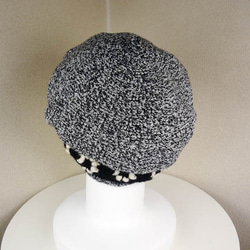 ゆったりベレー帽（マーガレット　モノトーン　白黒杢） 7枚目の画像