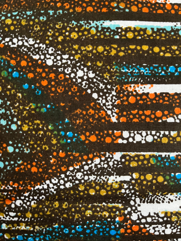 WOODIN アフリカ プリント生地 コットン「Perles 微粒」ブルー×オレンジ 6枚目の画像