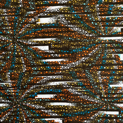 WOODIN アフリカ プリント生地 コットン「Perles 微粒」ブルー×オレンジ 1枚目の画像