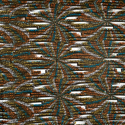 WOODIN アフリカ プリント生地 コットン「Perles 微粒」ブルー×オレンジ 2枚目の画像