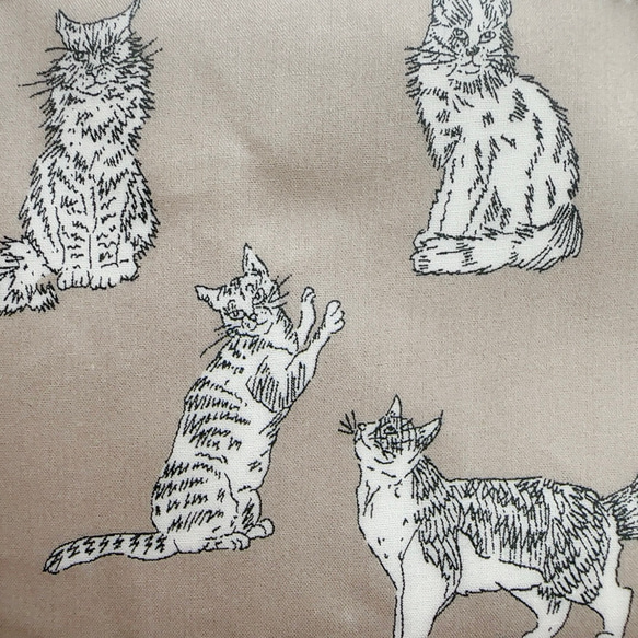 ラスト1点☆リバティC&S「ミャオウ」（ソイラテ）パスケース＆リールストラップ☆ラミネート☆PVC☆12㎝ファスナー 4枚目の画像