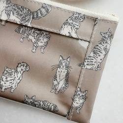 ラスト1点☆リバティC&S「ミャオウ」（ソイラテ）パスケース＆リールストラップ☆ラミネート☆PVC☆12㎝ファスナー 8枚目の画像