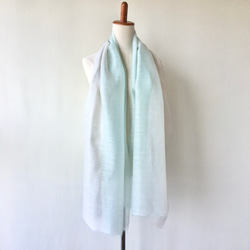 ミントグリーン♪さらウール＊WOOLSILK＊青竹色×潤色＊手染ウールシルクストール 3枚目の画像