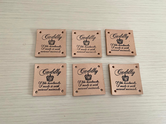 本革タグセットC☆ハンドメイドレザータグヌメクラウン その他