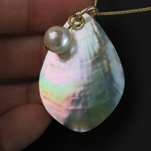 超希少】アコヤ母貝ルース アコヤ真珠9mm ネックレス