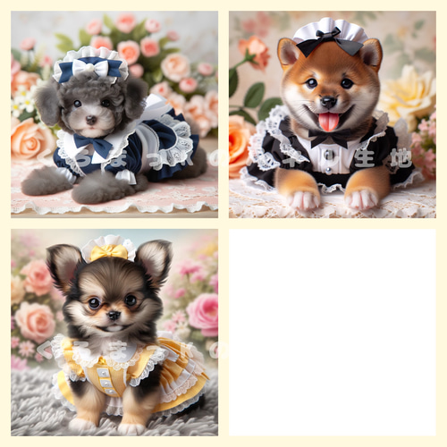 メイドわんこたち】パネル生地 オリジナル ハンドメイド オーダー 生地 