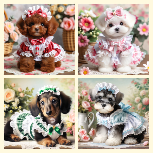メイドわんこたち】パネル生地 オリジナル ハンドメイド オーダー 生地 