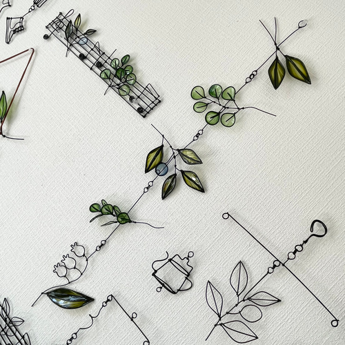 ディップアート ボタニカル縦ガーランド 鈴蘭 ワイヤークラフト 掛飾