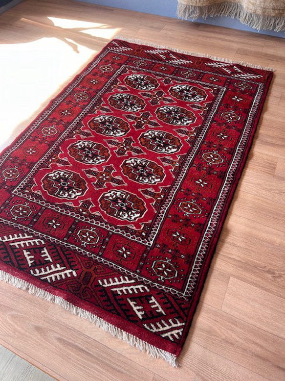 ●送料無料●トライバルラグ【トルクメン】No.58620　玄関マット・リビング・ベッドサイド 4枚目の画像