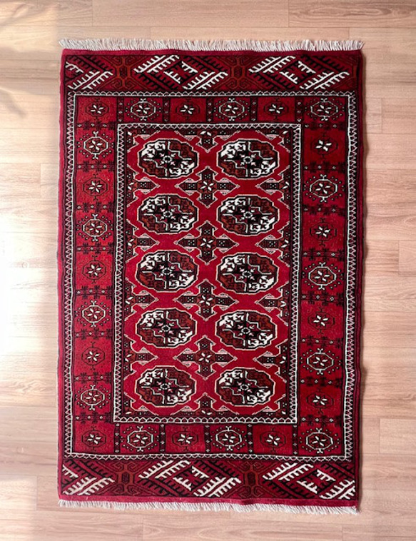 ●送料無料●トライバルラグ【トルクメン】No.58620　玄関マット・リビング・ベッドサイド 1枚目の画像