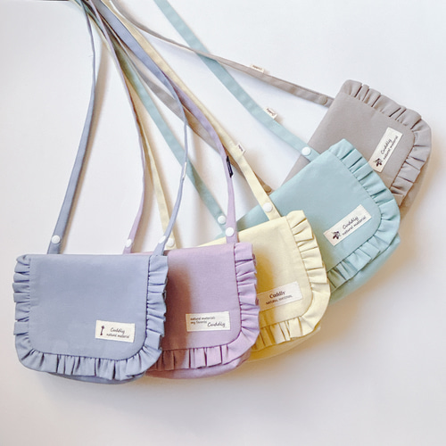 移動ポケット☆オーダー☆フリル☆フタなし☆ファスナー☆ショルダー☆ハンドメイド 移動ポケットショルダー紐 フリルくすみカラーオックス①用