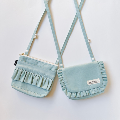 移動ポケットオーダー受付中☆ショルダー紐☆フリル☆フタにファスナー☆ハンドメイド 移動ポケットオーダー受付中☆ショルダー紐☆フリル☆フタに