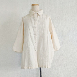 【特別価格】ヘンプコットン・くるみボタン・七分袖シャツ 1枚目の画像
