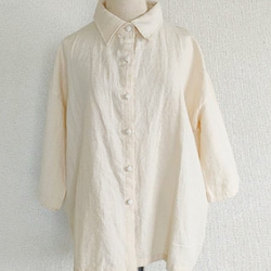 【特別価格】ヘンプコットン・くるみボタン・七分袖シャツ 5枚目の画像