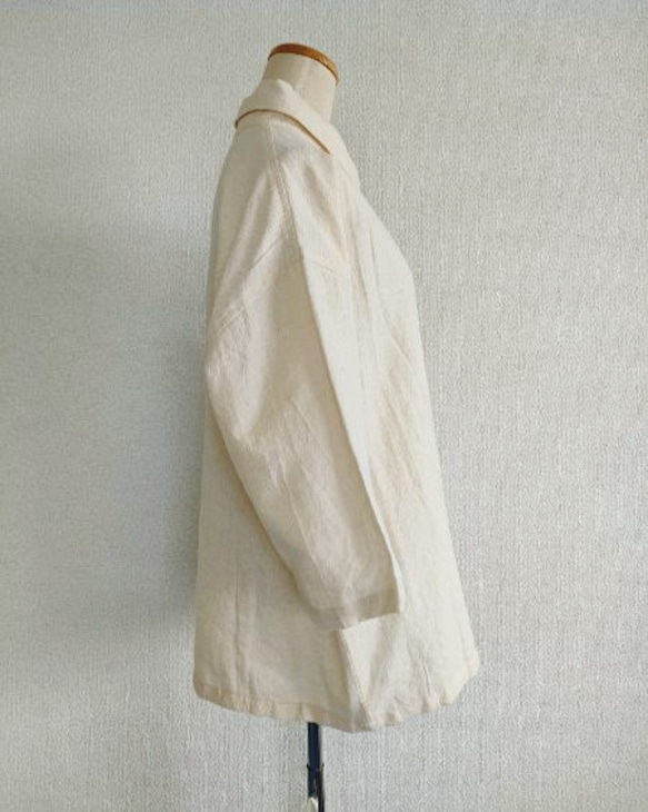 【特別価格】ヘンプコットン・くるみボタン・七分袖シャツ 3枚目の画像