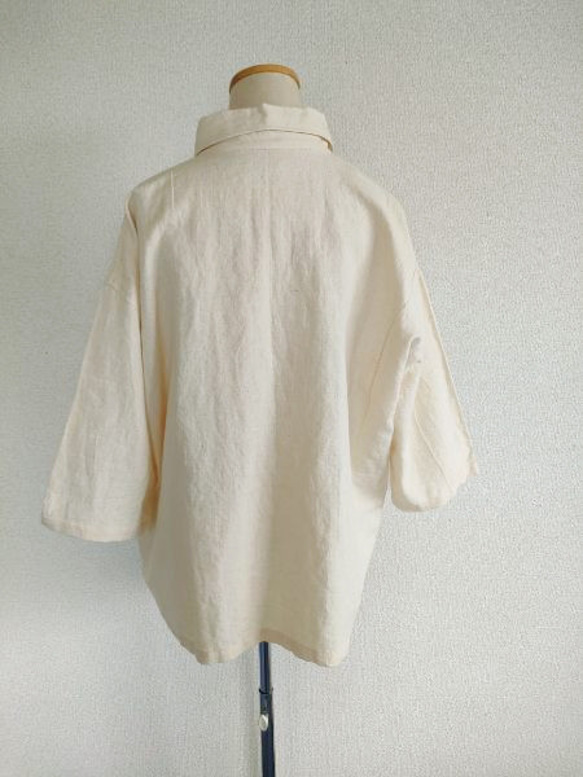 【特別価格】ヘンプコットン・くるみボタン・七分袖シャツ 4枚目の画像