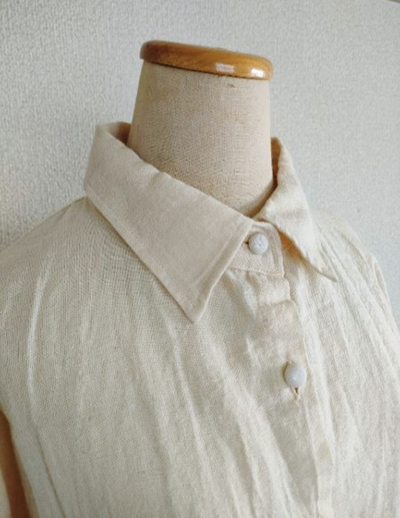 【特別価格】ヘンプコットン・くるみボタン・七分袖シャツ 2枚目の画像