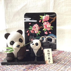 伝統織物のトップブランド塩沢織木目込み人形 　　パンダの親子（A・Ｂ）熊猫親子 4枚目の画像