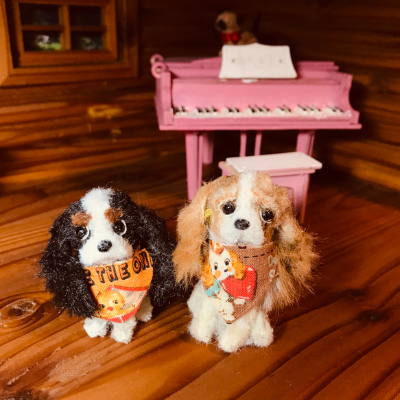 2匹のキャバリア＊モールアート ぬいぐるみ cookie 通販 17328027