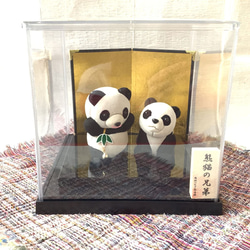 伝統織物のトップブランド塩沢織木目込み人形 　パンダの兄弟（C・Ｂ）熊猫兄弟 5枚目の画像